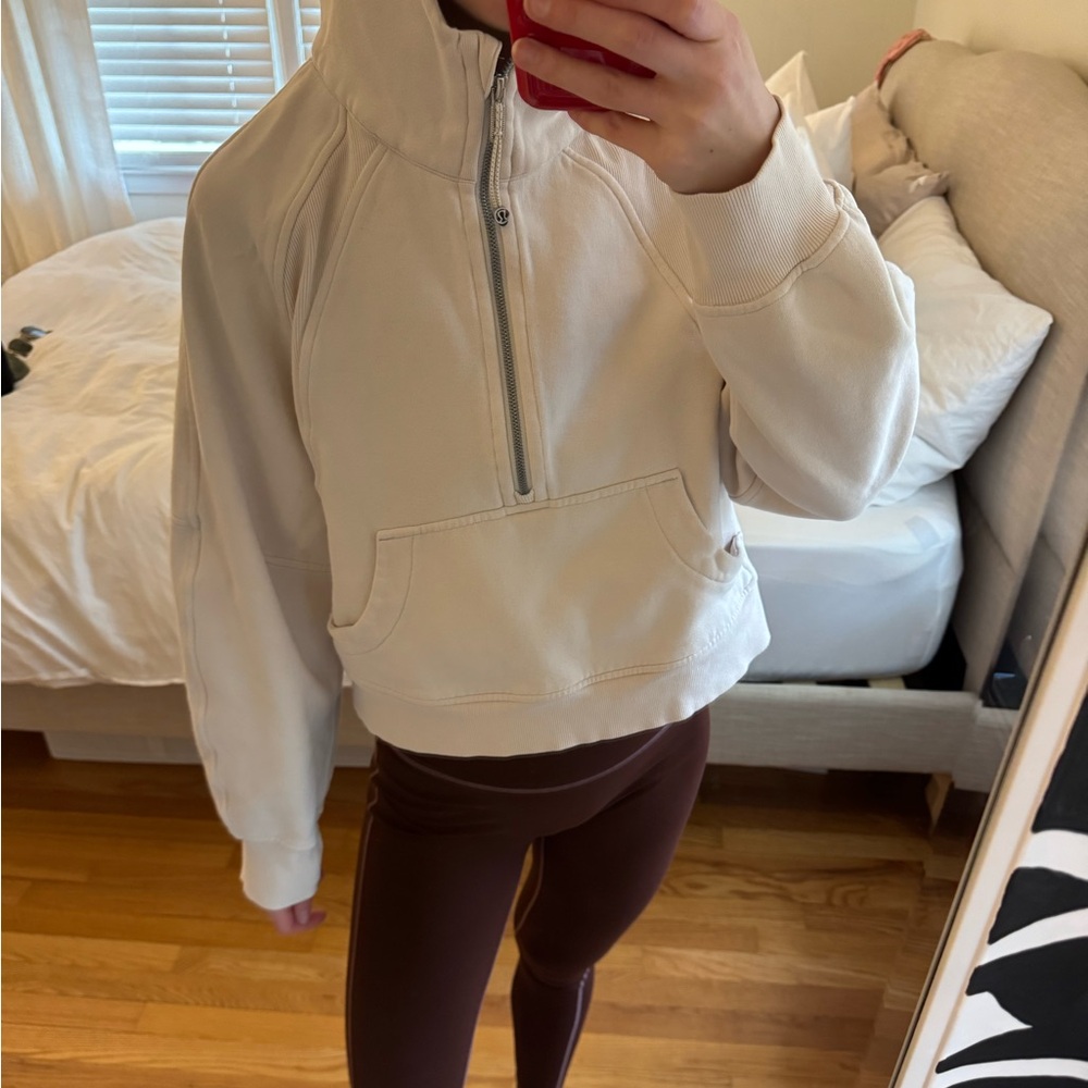 lululemon scuba oversized half-zip white opal XS/S